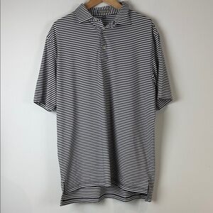 Peter Millar Black and White Striped Golf Polo Shirt
